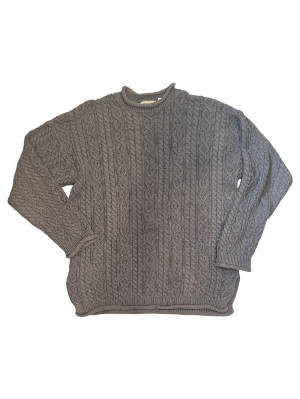 Vtg Ann Taylor Roll Neck/Cuff Sweater 100% Cotton Made In Hong Kong Sz Med Gray